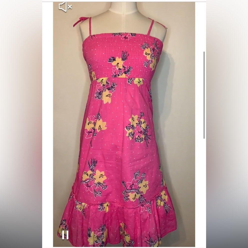 Lilly Pulitzer Misha Cotton Spaghetti Strap Smocked In Hotty PinkDress SZ XS! - Picture 3 of 9